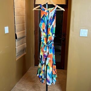 Melissa Paige Multi Colored Pleated Dress Size 8